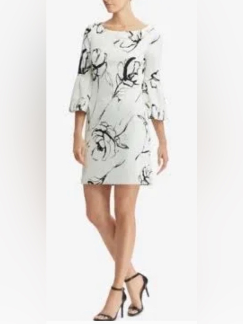 Lauren Ralph Lauren Floral-Print Bell-Sleeve Crepe Dress Women’s White Floral .